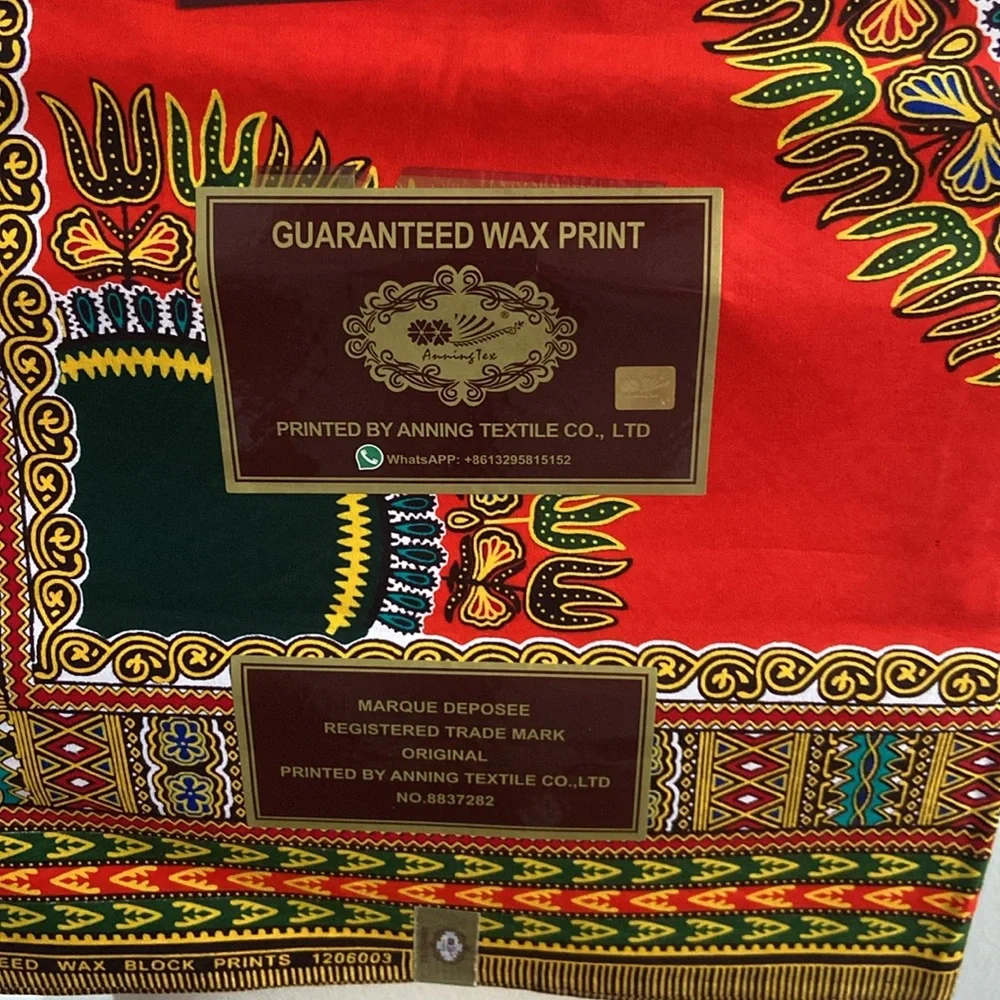 African‎ Print Dashiki Textile 100% Waxed Cotton 6 Yards NEW